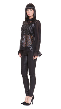Z Dylan Pleather Lace Long Sleeve Top