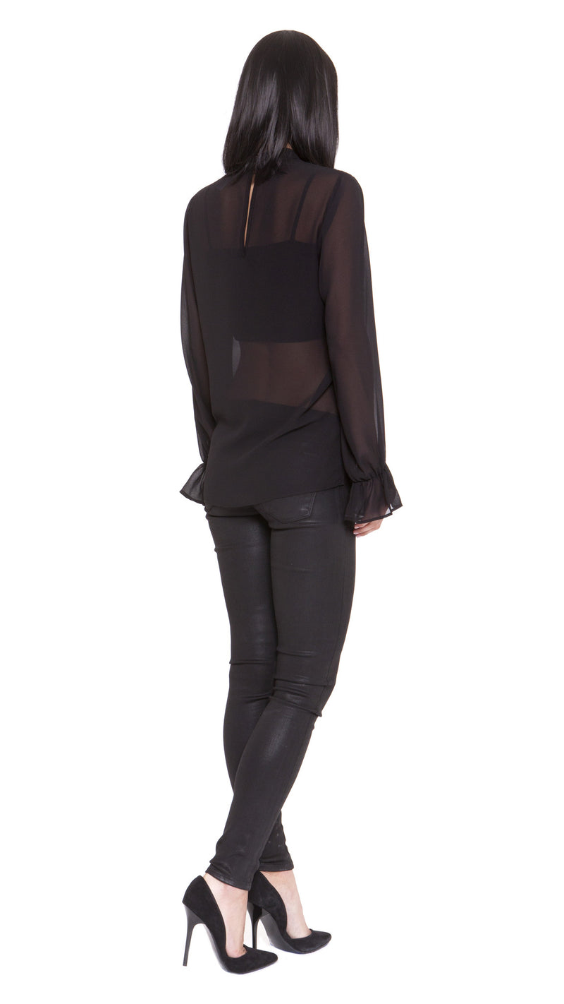 Z Dylan Pleather Lace Long Sleeve Top
